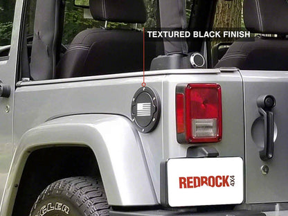 RedRock Old Glory Fuel Door Cover; Textured Black (07-18 Jeep Wrangler JK)