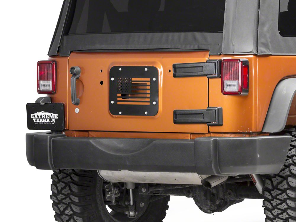 RedRock Old Glory Spare Tire Delete Plate; Textured Black (07-18 Jeep Wrangler JK)