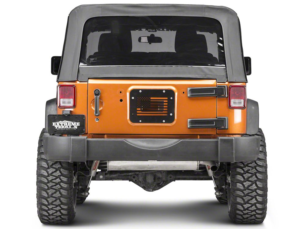 RedRock Old Glory Spare Tire Delete Plate; Textured Black (07-18 Jeep Wrangler JK)