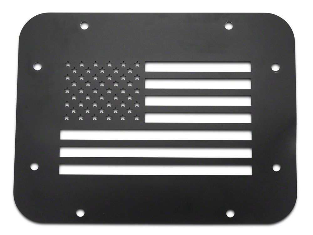 RedRock Old Glory Spare Tire Delete Plate; Textured Black (07-18 Jeep Wrangler JK)