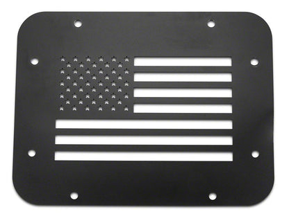 RedRock Old Glory Spare Tire Delete Plate; Textured Black (07-18 Jeep Wrangler JK)