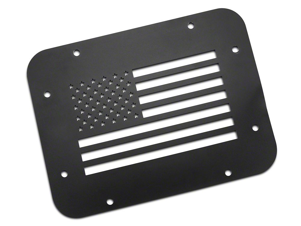 RedRock Old Glory Spare Tire Delete Plate; Textured Black (07-18 Jeep Wrangler JK)