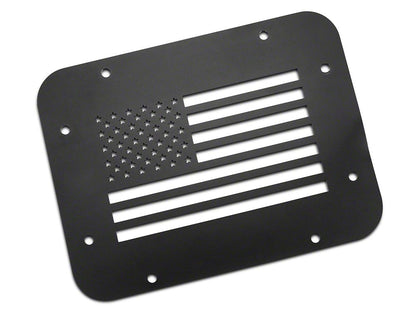 RedRock Old Glory Spare Tire Delete Plate; Textured Black (07-18 Jeep Wrangler JK)