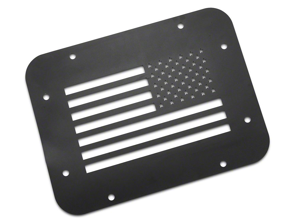 RedRock Old Glory Spare Tire Delete Plate; Textured Black (07-18 Jeep Wrangler JK)