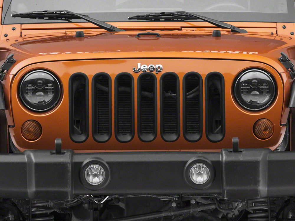 RedRock Grille Inserts; Matte Black (07-18 Jeep Wrangler JK)