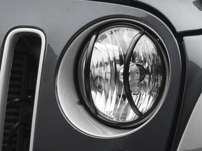 RedRock Euro Headlight Guards; Black (07-18 Jeep Wrangler JK)