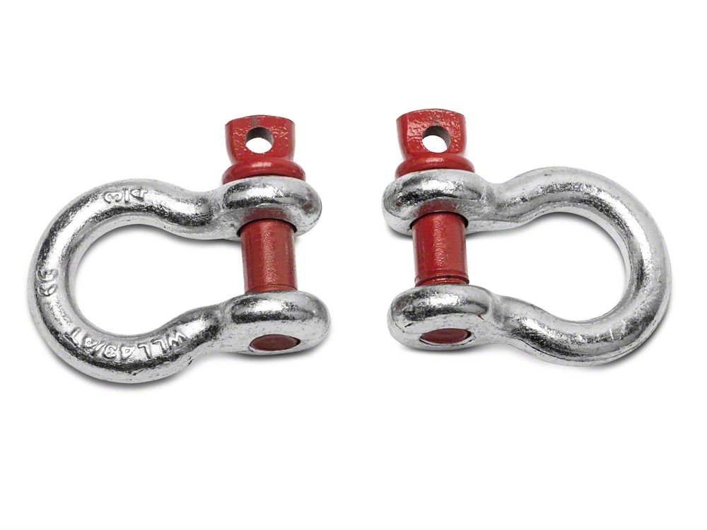 RedRock 3/4-Inch 9,500 lb. D-Ring Shackles; Silver