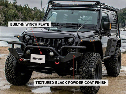 RedRock Rock Crawler Full Width Winch Front Bumper (07-18 Jeep Wrangler JK)