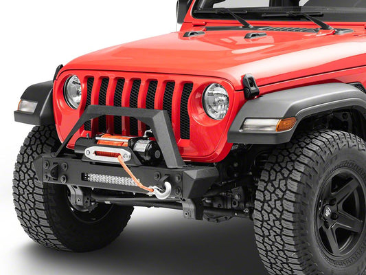 RedRock Max-HD Stubby Winch Front Bumper with LED Light Bar (18-25 Jeep Wrangler JL)