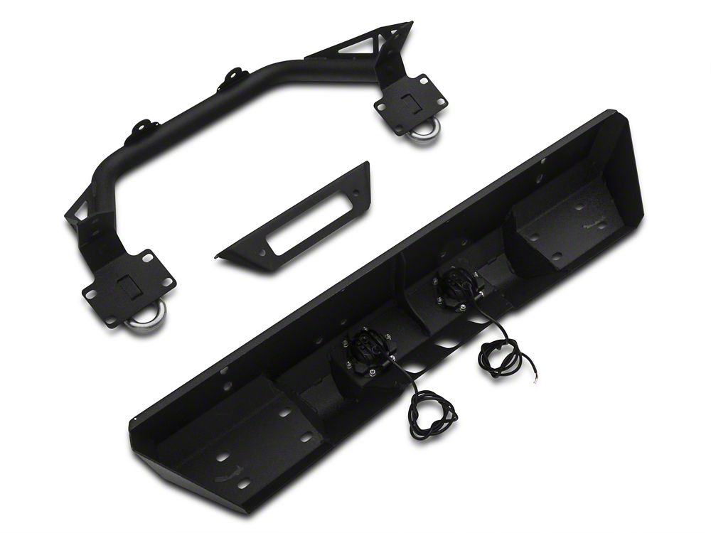 RedRock Stubby Winch Front Bumper with LED Fog Lights and Over-Rider Hoop (18-25 Jeep Wrangler JL)