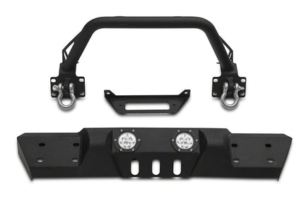 RedRock Stubby Winch Front Bumper with LED Fog Lights and Over-Rider Hoop (18-25 Jeep Wrangler JL)