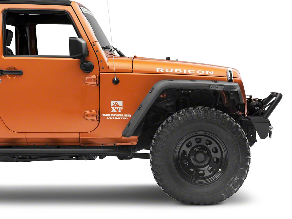 RedRock Stubby Winch Front Bumper with LED Fog Lights and Over-Rider Hoop (07-18 Jeep Wrangler JK)