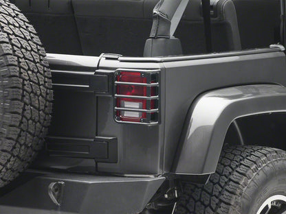 RedRock Tail Light Guards; Matte Black (07-18 Jeep Wrangler JK)