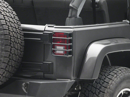 RedRock Tail Light Guards; Matte Black (07-18 Jeep Wrangler JK)