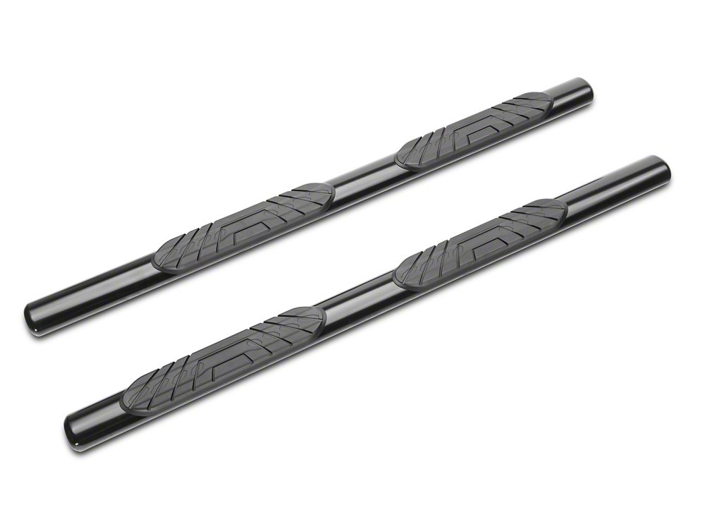 RedRock 4-Inch Oval Straight Side Step Bars; Semi-Gloss Black (18-25 Jeep Wrangler JL 4-Door)