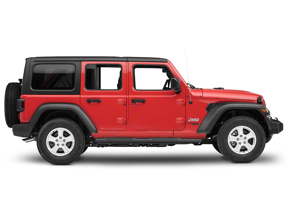 RedRock 4-Inch Oval Straight Side Step Bars; Textured Black (18-25 Jeep Wrangler JL 4-Door)
