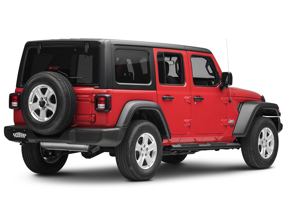 RedRock 4-Inch Oval Straight Side Step Bars; Textured Black (18-25 Jeep Wrangler JL 4-Door)
