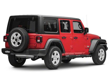 RedRock 4-Inch Oval Straight Side Step Bars; Textured Black (18-25 Jeep Wrangler JL 4-Door)