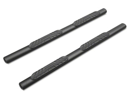 RedRock 4-Inch Oval Straight Side Step Bars; Textured Black (18-25 Jeep Wrangler JL 4-Door)
