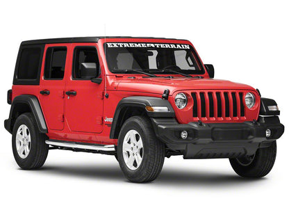 RedRock 3-Inch Round Curved Side Step Bars; Stainless Steel (18-25 Jeep Wrangler JL 4-Door)