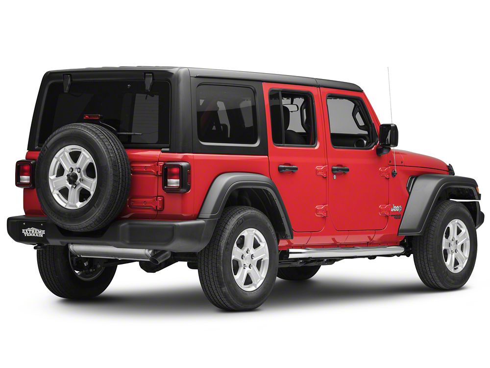 RedRock 3-Inch Round Curved Side Step Bars; Stainless Steel (18-25 Jeep Wrangler JL 4-Door)