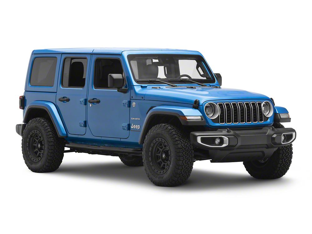 RedRock 3-Inch Round Curved Side Step Bars; Semi-Gloss Black (18-25 Jeep Wrangler JL 4-Door)