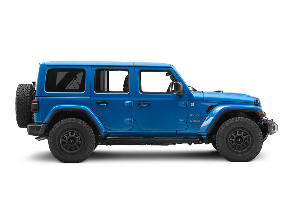RedRock 3-Inch Round Curved Side Step Bars; Semi-Gloss Black (18-25 Jeep Wrangler JL 4-Door)