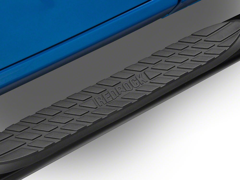 RedRock 3-Inch Round Curved Side Step Bars; Semi-Gloss Black (18-25 Jeep Wrangler JL 4-Door)