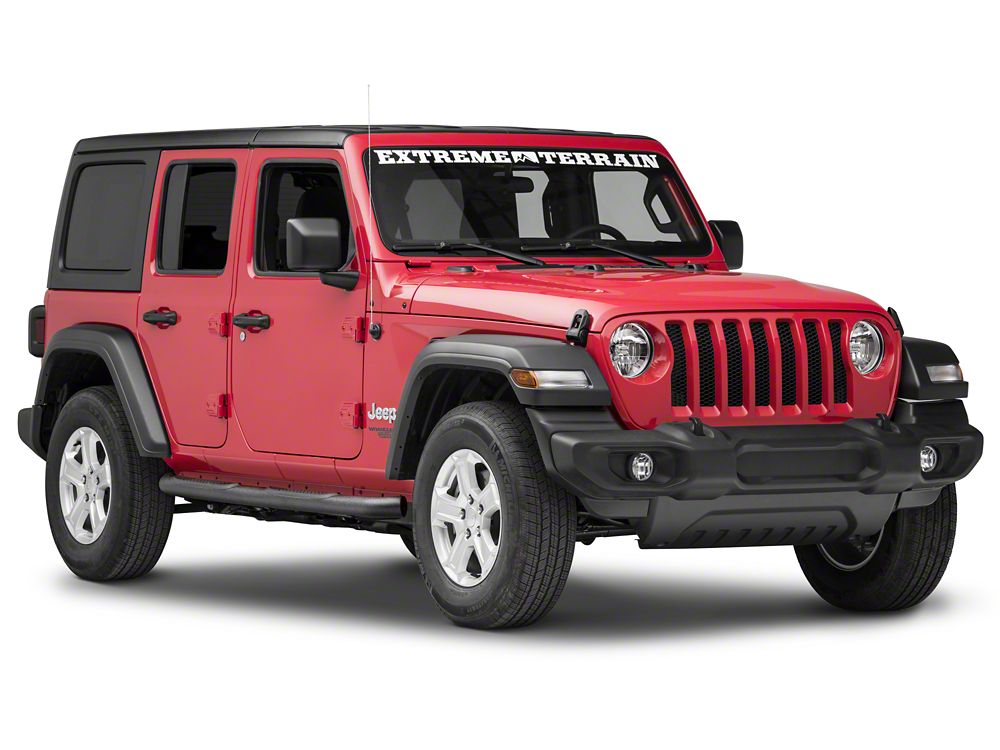 RedRock 3-Inch Round Curved Side Step Bars; Textured Black (18-25 Jeep Wrangler JL 4-Door)
