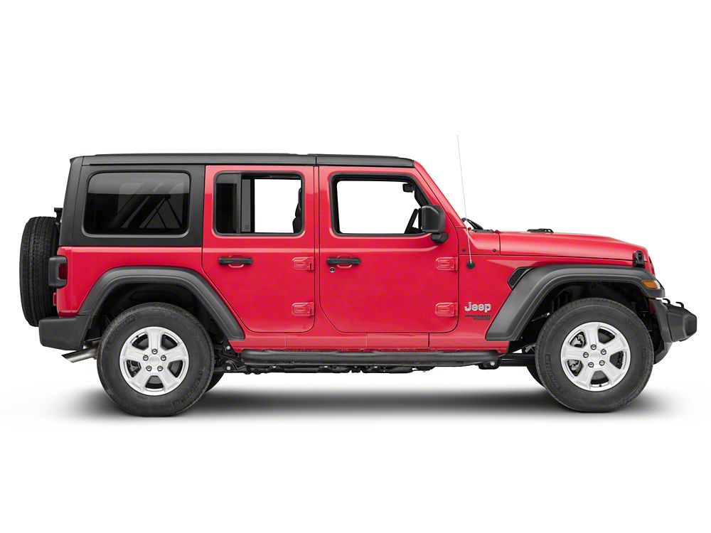RedRock 3-Inch Round Curved Side Step Bars; Textured Black (18-25 Jeep Wrangler JL 4-Door)