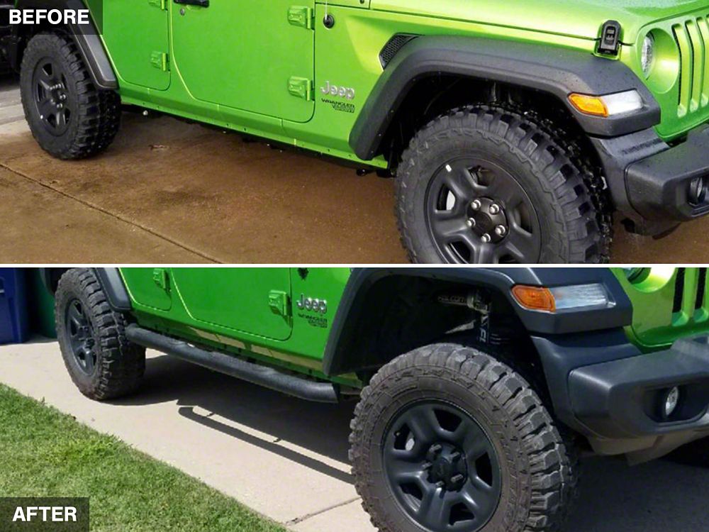 RedRock 3-Inch Round Curved Side Step Bars; Textured Black (18-25 Jeep Wrangler JL 4-Door)