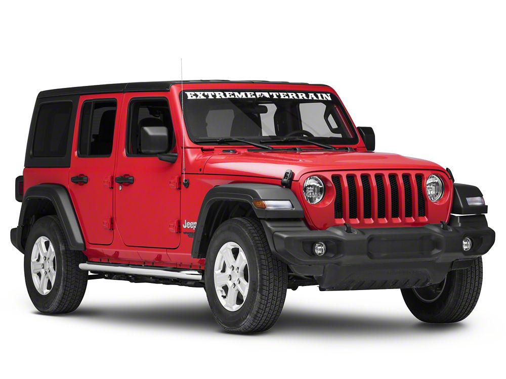 RedRock 4-Inch Oval Curved Side Step Bars; Stainless Steel (18-25 Jeep Wrangler JL 4-Door)