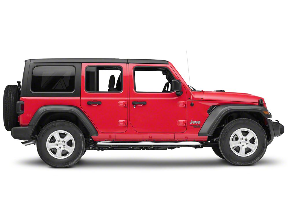 RedRock 4-Inch Oval Curved Side Step Bars; Stainless Steel (18-25 Jeep Wrangler JL 4-Door)