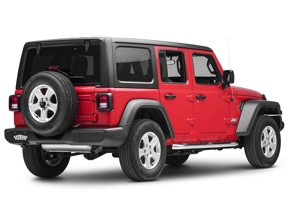 RedRock 4-Inch Oval Curved Side Step Bars; Stainless Steel (18-25 Jeep Wrangler JL 4-Door)