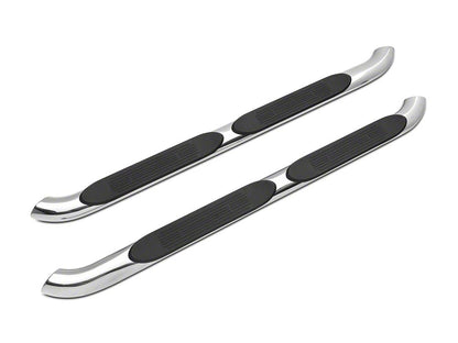 RedRock 4-Inch Oval Curved Side Step Bars; Stainless Steel (18-25 Jeep Wrangler JL 4-Door)