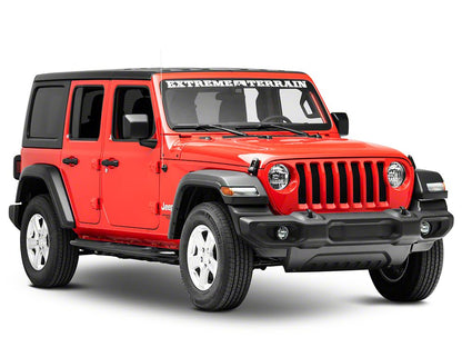 RedRock 4-Inch Oval Curved Side Step Bars; Semi-Gloss Black (18-25 Jeep Wrangler JL 4-Door)