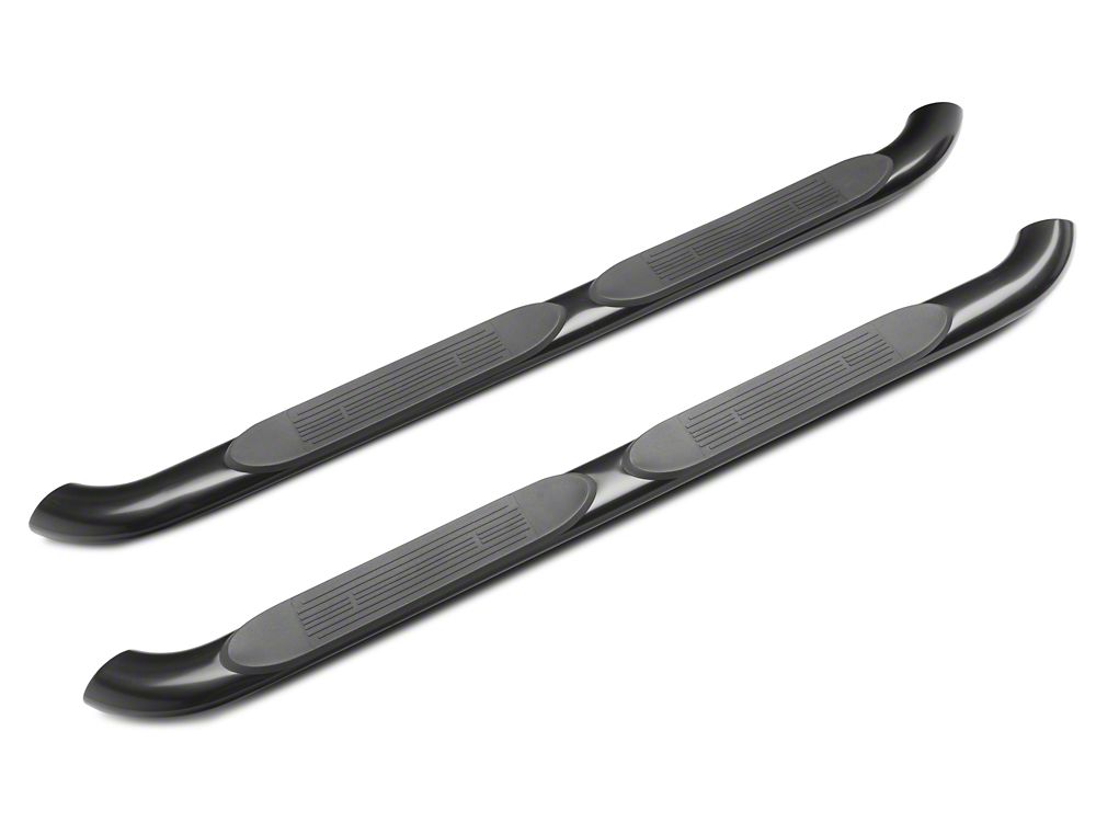 RedRock 4-Inch Oval Curved Side Step Bars; Semi-Gloss Black (18-25 Jeep Wrangler JL 4-Door)