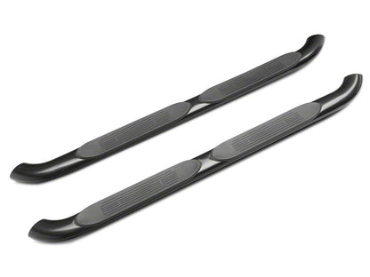 RedRock 4-Inch Oval Curved Side Step Bars; Semi-Gloss Black (18-25 Jeep Wrangler JL 4-Door)