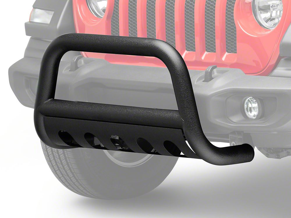 RedRock 3-Inch Bull Bar with Skid Plate; Textured Black (18-25 Jeep Wrangler JL)