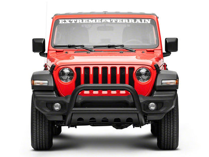 RedRock 3-Inch Bull Bar with Skid Plate; Textured Black (18-25 Jeep Wrangler JL)