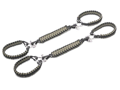 RedRock Front Rollbar Paracord Grab Handles with D-Rings; Black and OD Green (07-25 Jeep Wrangler JK & JL)