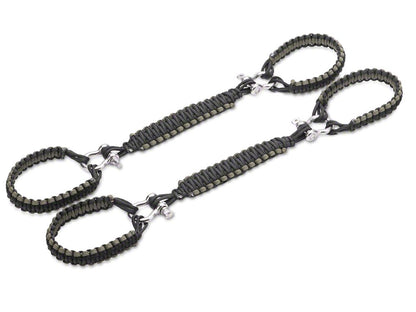 RedRock Front Rollbar Paracord Grab Handles with D-Rings; Black and OD Green (07-25 Jeep Wrangler JK & JL)