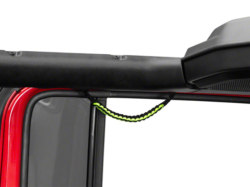 RedRock Rear Soundbar Paracord Grab Handles; Black and Neon Green (07-25 Jeep Wrangler JK & JL 4-Door)