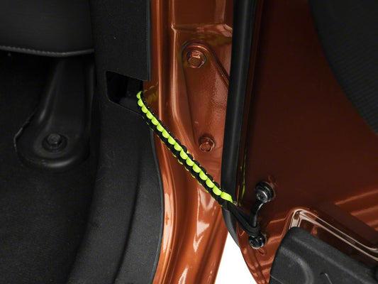 RedRock Rear Paracord Door Limit Straps; Black and Neon Green (07-18 Jeep Wrangler JK 4-Door)