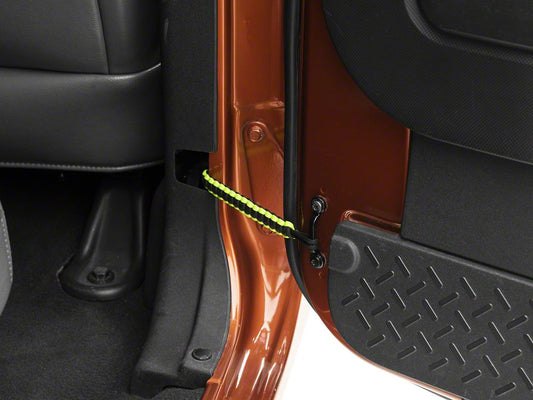 RedRock Rear Paracord Door Limit Straps; Black and Neon Green (07-18 Jeep Wrangler JK 4-Door)
