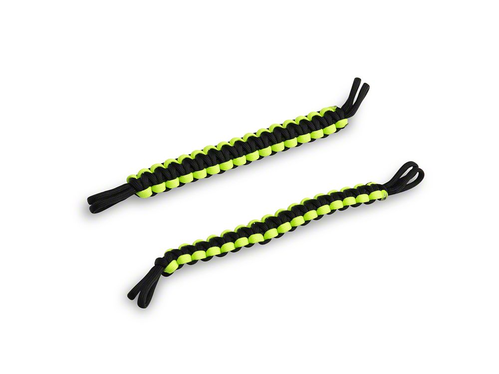 RedRock Rear Paracord Door Limit Straps; Black and Neon Green (07-18 Jeep Wrangler JK 4-Door)