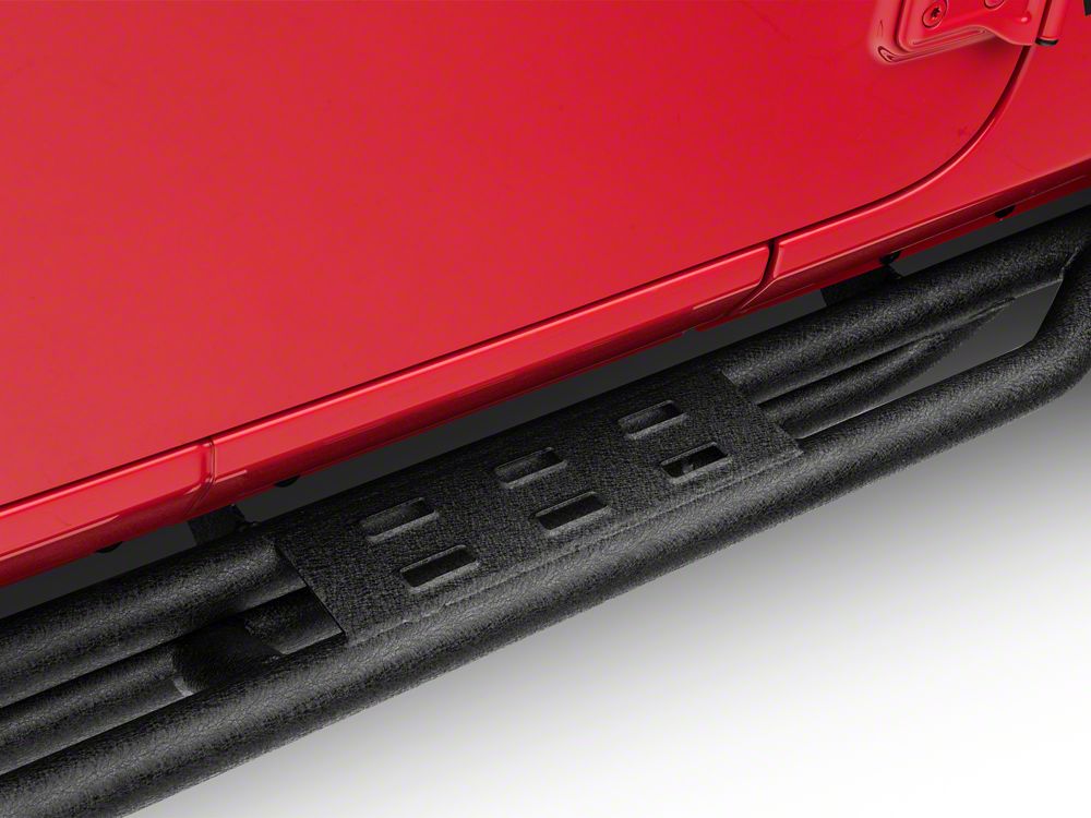 RedRock Side Armor with Step Pads; Textured Black (18-25 Jeep Wrangler JL 4-Door)