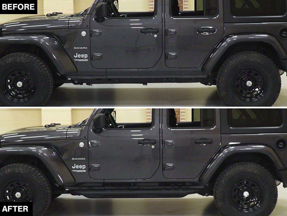RedRock Side Armor with Step Pads; Textured Black (18-25 Jeep Wrangler JL 4-Door)