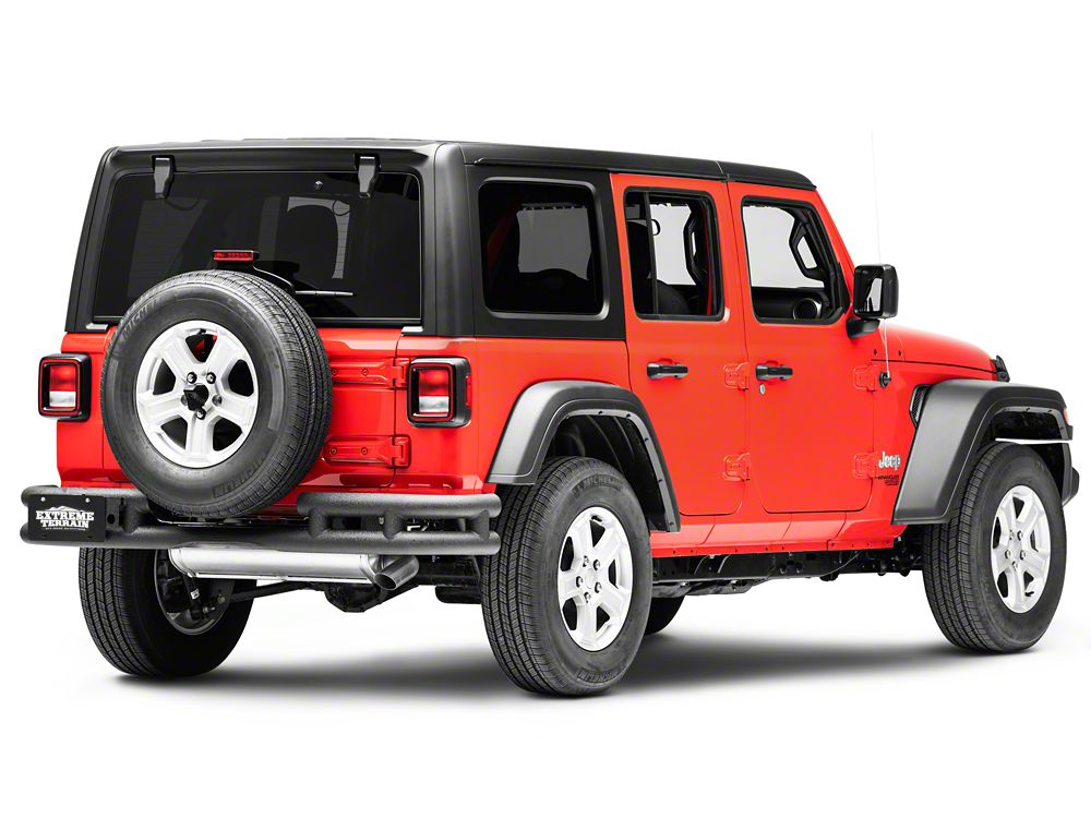 RedRock Tubular Rear Bumper with Wrap Around; Textured Black (18-25 Jeep Wrangler JL)