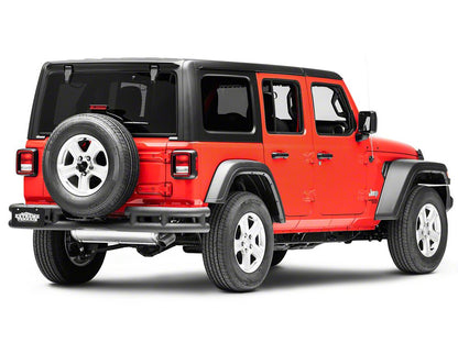 RedRock Tubular Rear Bumper with Wrap Around; Textured Black (18-25 Jeep Wrangler JL)